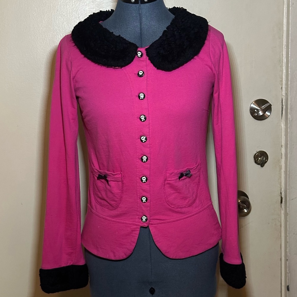 Jessica Louise Pink Coat Fur Skulls Hot Topic
